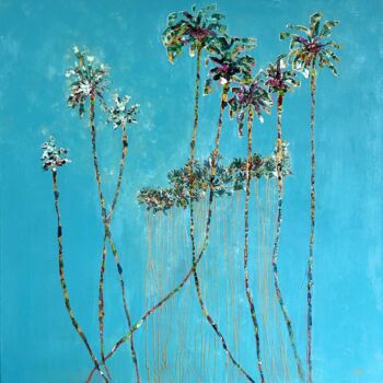 Painting titled "OASIS" by Florence Autelin, Original Artwork, Acrylic Mounted on Wood Stretcher frame