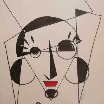 Dessin intitulée "Femme geometrique" par Florence Chevoleau (FCArt), Œuvre d'art originale, Marqueur