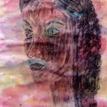 Dessin intitulée "tête de femme 2" par Florence Coquet, Œuvre d'art originale, Fusain