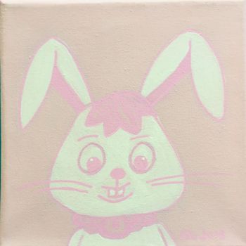 「Petit lapin blanc」というタイトルの絵画 Floによって, オリジナルのアートワーク, アクリル