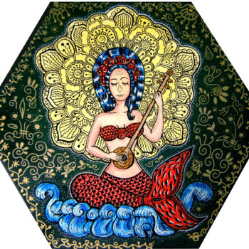 Peinture intitulée "Sirène Musicienne" par Florence H, Œuvre d'art originale, Acrylique