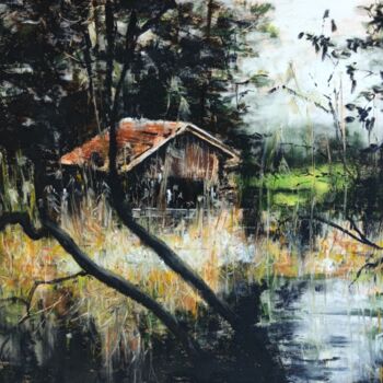 Drawing titled "Cabane à l'orée du…" by Florence Le Guennec, Original Artwork, Pastel