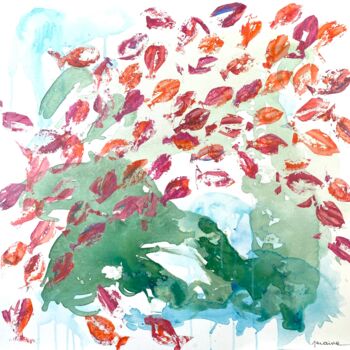 Картина под названием "Quelques rouges" - Florence Maraine Bertrand, Подлинное произведение искусства, Акрил Установлен на Д…