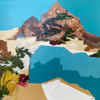 Картина под названием "Vue de la plage" - Florence Maraine Bertrand, Подлинное произведение искусства, Коллажи Установлен на…