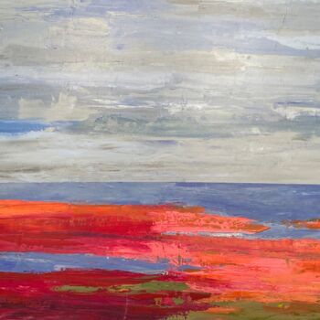 Картина под названием "La Plage Rouge" - Florence Maraine Bertrand, Подлинное произведение искусства, Акрил Установлен на Де…