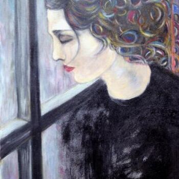 Peinture intitulée "femme à la fenêtre 2" par Florence Marion, Œuvre d'art originale, Acrylique