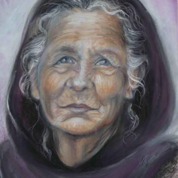 Schilderij getiteld "Mama" door Florence Martini (FLO), Origineel Kunstwerk, Pastel