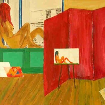 Peinture intitulée "Paravent rouge 1" par Florence Masson, Œuvre d'art originale