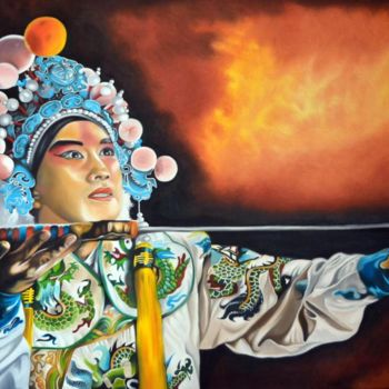 Painting titled "Dynasty Warrior" by Florence Roger, Original Artwork, Oil