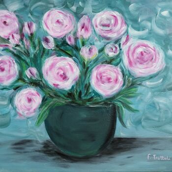 Painting titled "Posy of ranunculus" by Florence Trottoli, Original Artwork, Acrylic