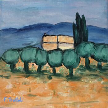 Peinture intitulée "Mas et oliviers sur…" par Florence Trottoli, Œuvre d'art originale, Acrylique