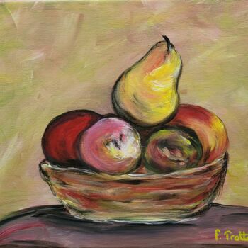 Schilderij getiteld "Fruits dans une jat…" door Florence Trottoli, Origineel Kunstwerk, Acryl