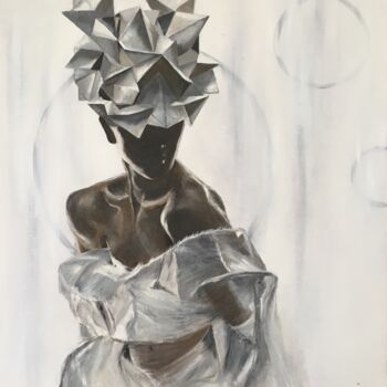 Painting titled "mysterieuse" by Florence Yangui, Original Artwork, Oil
