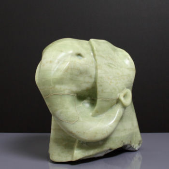 Sculptuur getiteld "ELEPHANTEAU VERT JA…" door Florence   Duet, Origineel Kunstwerk, Steen