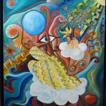 Painting titled "Atlas    81  x  100…" by Florence Diot, Original Artwork, Oil Mounted on Wood Stretcher frame