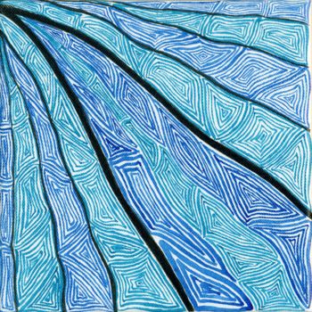 Pittura intitolato "Blue wave" da Florence Février, Opera d'arte originale, Inchiostro Montato su Telaio per barella in legno