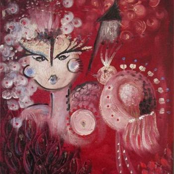 Painting titled "dompteuse à plumes" by Florence Fraisse, Original Artwork