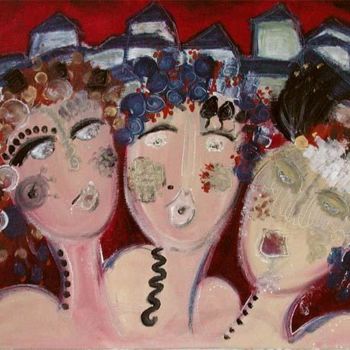 Painting titled "les villageoises" by Florence Fraisse, Original Artwork