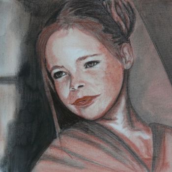 Картина под названием "Jeune fille" - Florence Hainon, Подлинное произведение искусства, Масло