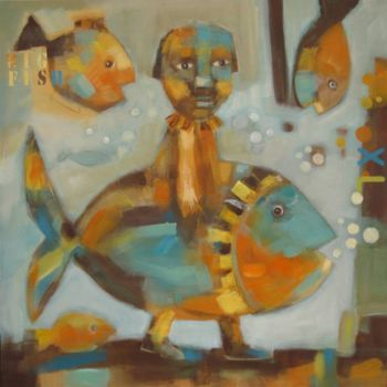Painting titled "big fish" by Galerie Les Pouces-Pieds, Original Artwork