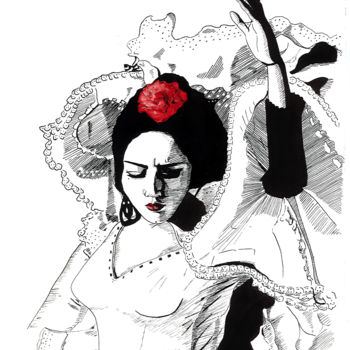 Drawing titled "Carmen" by Florence Lg, Original Artwork, Ink