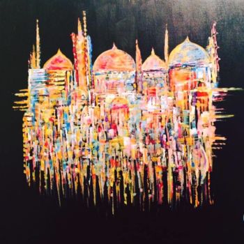 Painting titled "Jérusalem by night…" by Florencegm, Original Artwork