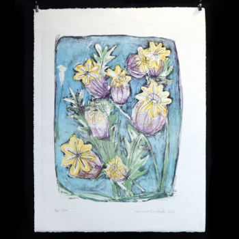 Отпечатки и Гравюры под названием "fleurs de pavot" - Florencia Escalante, Подлинное произведение искусства, Литография
