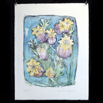 Printmaking titled "fleurs de pavot" by Florencia Escalante, Original Artwork, Lithography