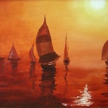 Painting titled "в море 2" by Olga Florenkash, Original Artwork, Oil