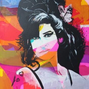 Painting titled "AMY" by Florent Bertolino, Original Artwork, Acrylic Mounted on Wood Stretcher frame