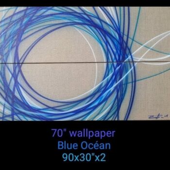 Pittura intitolato "70" wallpaper  blue…" da Florent Boisard, Opera d'arte originale, Aerografo