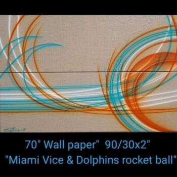 Painting titled "Miami vice& Dolphin…" by Florent Boisard, Original Artwork, Airbrush
