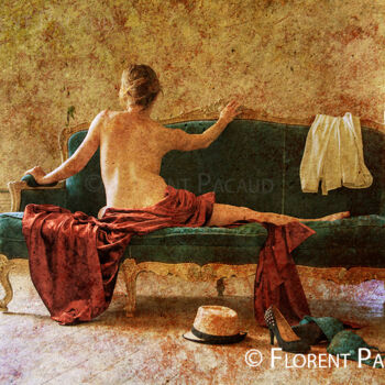 「La Femme au Sofa n°3」というタイトルの写真撮影 Florent Pacaudによって, オリジナルのアートワーク, 操作する