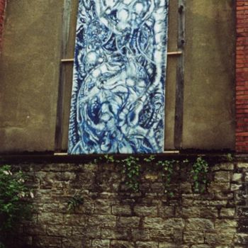 Peinture intitulée "bleu organique - dé…" par Florent Prudent Cécile Rateau, Œuvre d'art originale