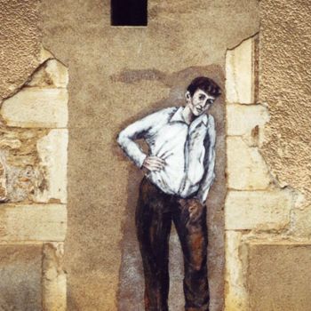 Peinture intitulée "sur le pas de porte" par Florent Prudent Cécile Rateau, Œuvre d'art originale