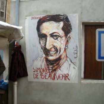 Peinture intitulée "Simone De Beauvoir" par Florent Prudent Cécile Rateau, Œuvre d'art originale