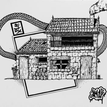 Dessin intitulée "DREAM HOUSE" par Flox Lamil, Œuvre d'art originale, Marqueur
