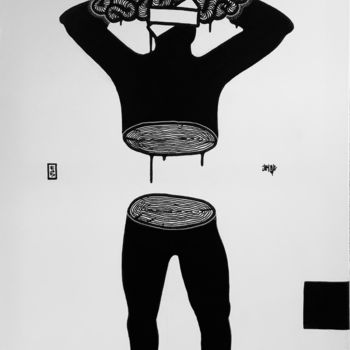 Drawing titled "WOODY HUMAN" by Flox Lamil, Original Artwork, Marker