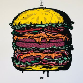 Desenho intitulada "Hummer burger" por Flox Lamil, Obras de arte originais, Marcador
