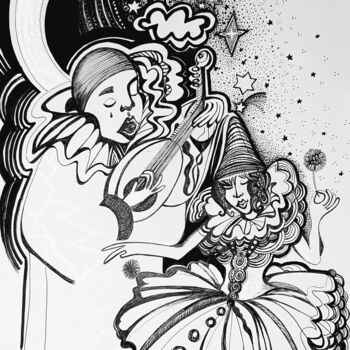 Disegno intitolato "Go Fast dan' zétoil…" da Florette F, Opera d'arte originale, Biro