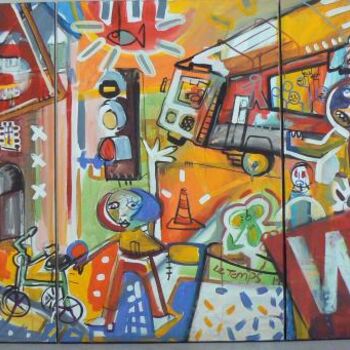 Painting titled "Performance bus way" by Florian Guilet, Original Artwork