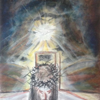 Peinture intitulée "La mort du Christ" par Stet, Œuvre d'art originale, Pastel