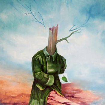 Peinture intitulée ""Permisie de soldat"" par Florin Preda-Dochinoiu, Œuvre d'art originale, Huile
