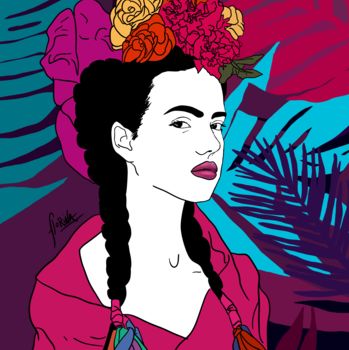 Картина под названием "Reka Kahlo (Hongrie)" - Florina Aledo, Подлинное произведение искусства, Акрил Установлен на Деревянн…