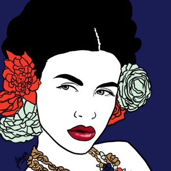 「Sevda Kahlo (Azerba…」というタイトルの絵画 Florina Aledoによって, オリジナルのアートワーク, アクリル ウッドストレッチャーフレームにマウント