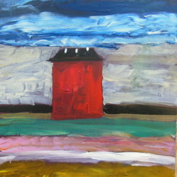 Painting titled "Red house.jpg" by Ecaterina Florina Gaspar, Original Artwork