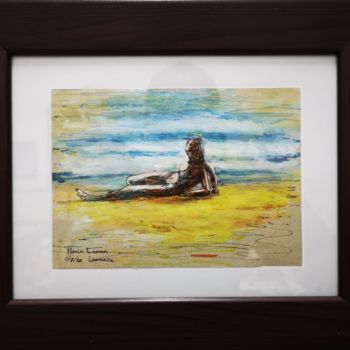 Drawing titled "On the beach" by Florin Coman, Original Artwork, Watercolor