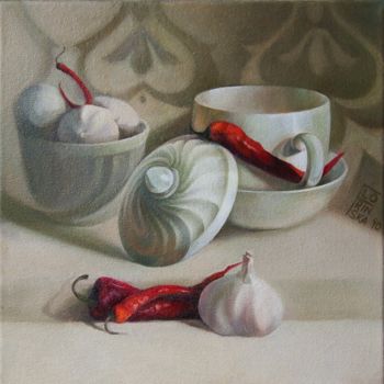 Painting titled "Красный перец" by Olga Florinska, Original Artwork