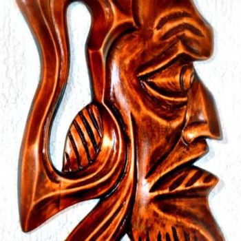 Sculpture titled "African Mask" by Flory, Original Artwork, Wood