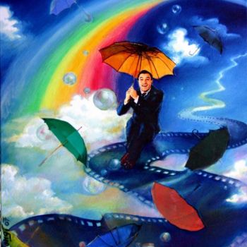 Peinture intitulée "Singing in the rain" par Flo Thengi, Œuvre d'art originale